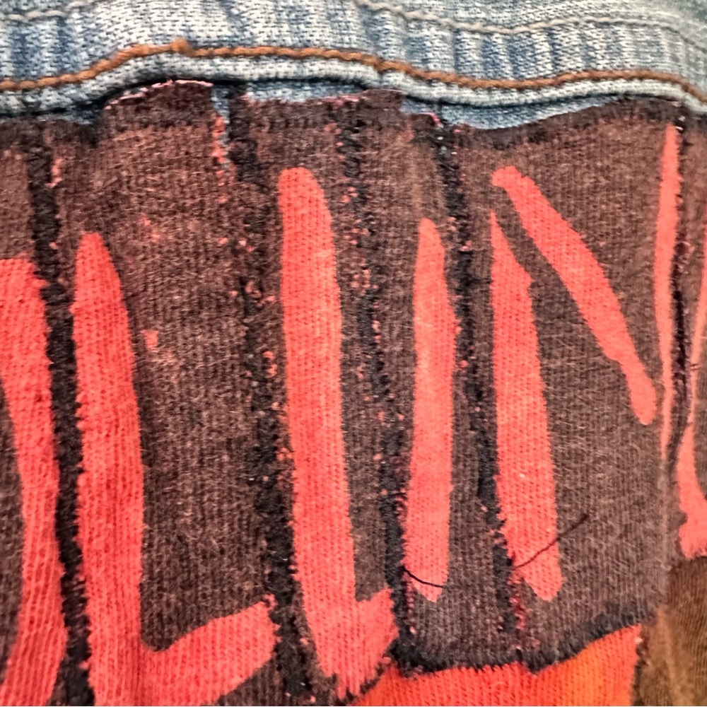 Upcycled Denim Jacket With Rolling Stones Voodoo Lounge Design - Picture 9 of 13